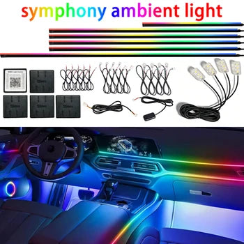 18 in 1 RGB Car Interior Ambient Lights 64 Color LED Strip Universal