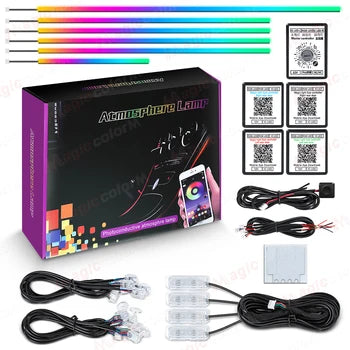 18 in 1 LED Car Ambient Lights RGB Interior Strip Kit Bluetooth 64 Color